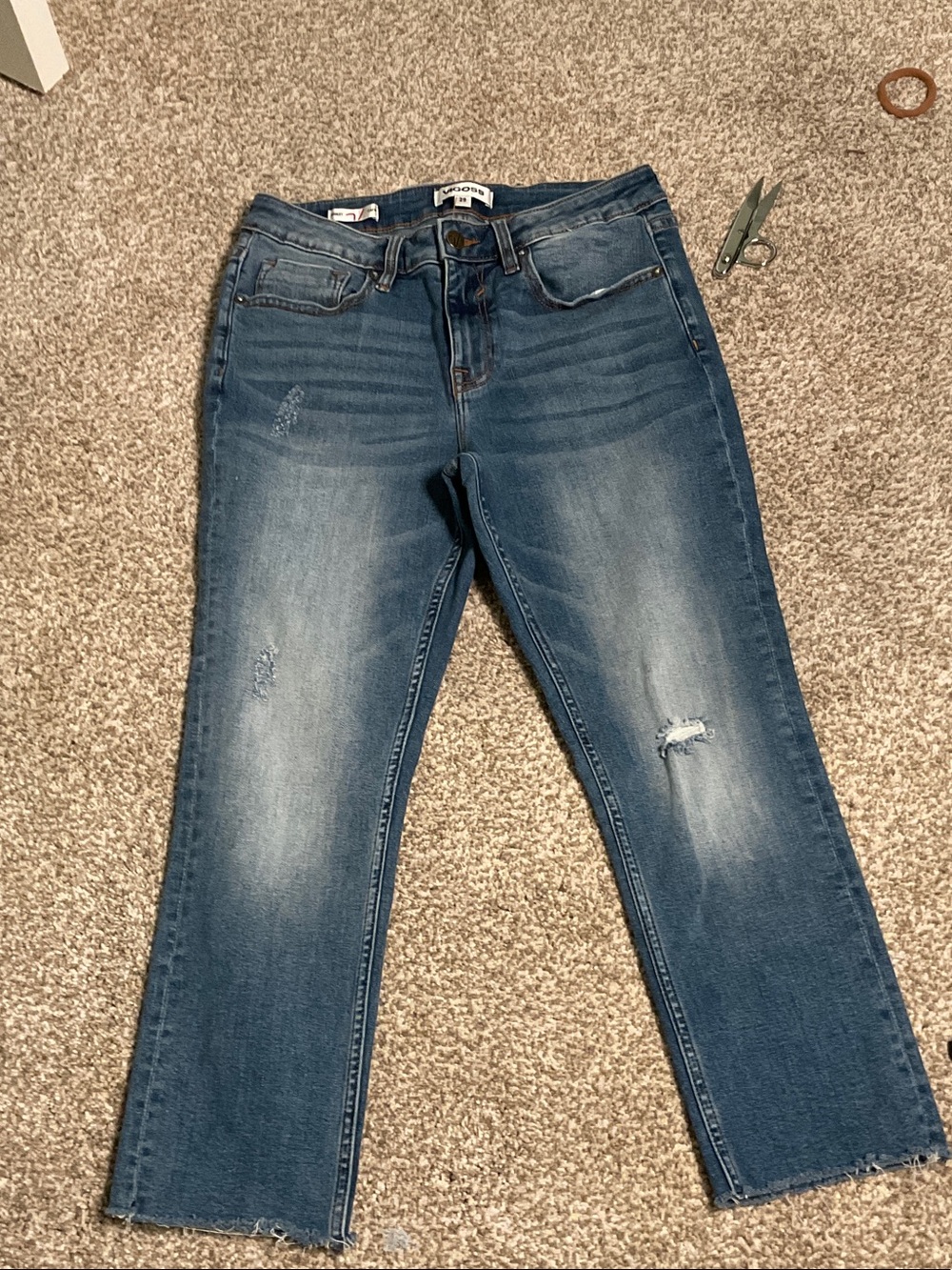 Vigoss Medium Blue Straight-Leg Distressed Jeans